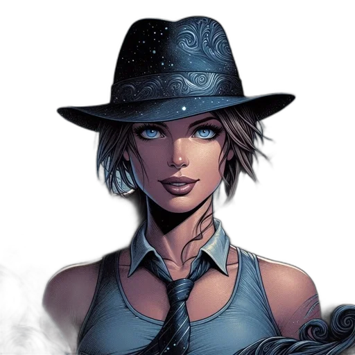 hat, staff, face, comic book art transparent PNG cut-out