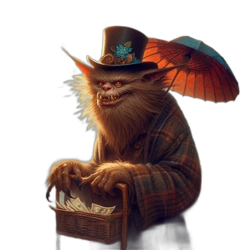 hat, creature, staff, face transparent PNG cut-out
