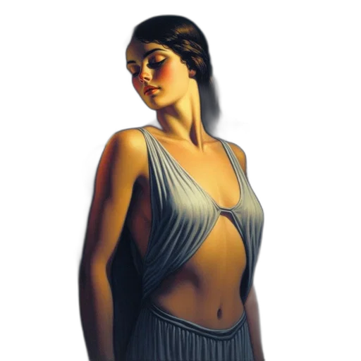 dress, jewelry, staff, face transparent PNG cut-out