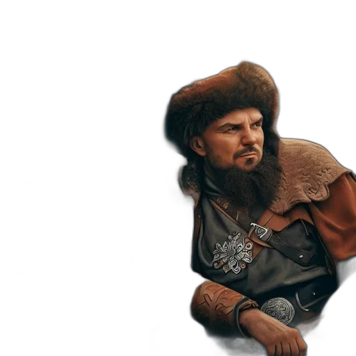 hat, jacket, face, weapon transparent PNG cut-out