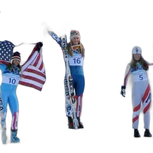 three, skiers, stand, podium transparent PNG cut-out