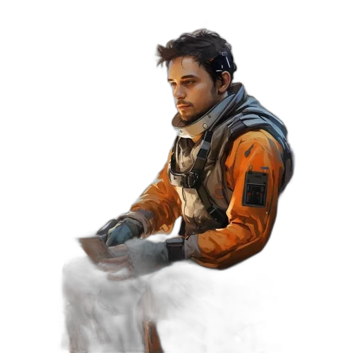 jacket, robot, face, staff transparent PNG cut-out