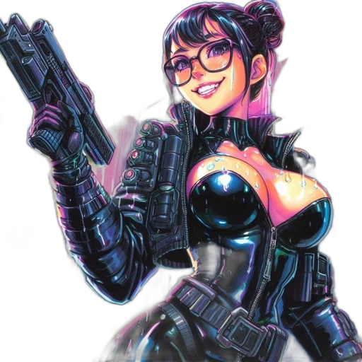weapon, robot, comic book art, cyberpunk transparent PNG cut-out