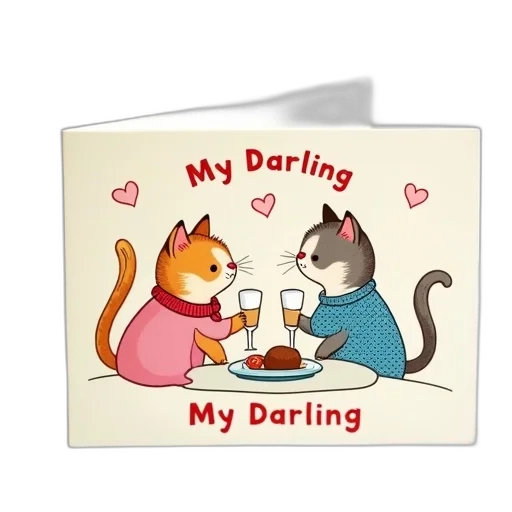 postcard, cartoon, image, two transparent PNG cut-out