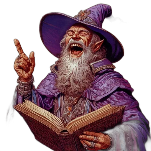 hat, staff, face, fantasy art transparent PNG cut-out