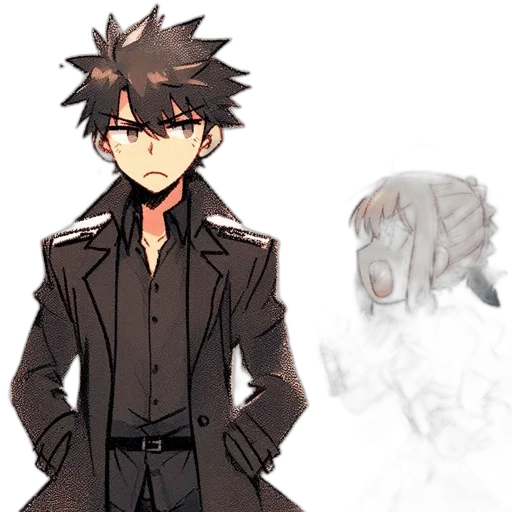 jacket, creature, staff, mask transparent PNG cut-out