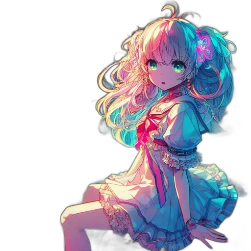 dress, robot, flower, staff transparent PNG cut-out