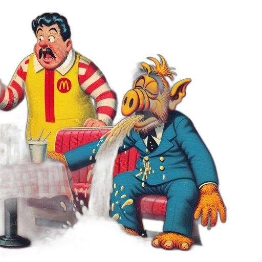 concept art, comic, styled, diner transparent PNG cut-out