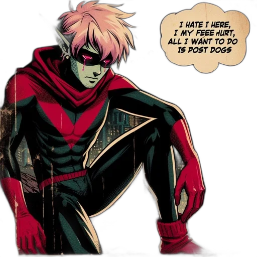 jacket, comic book art, concept art, red transparent PNG cut-out