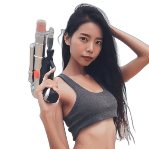 weapon, robot, staff, photorealistic transparent PNG cut-out