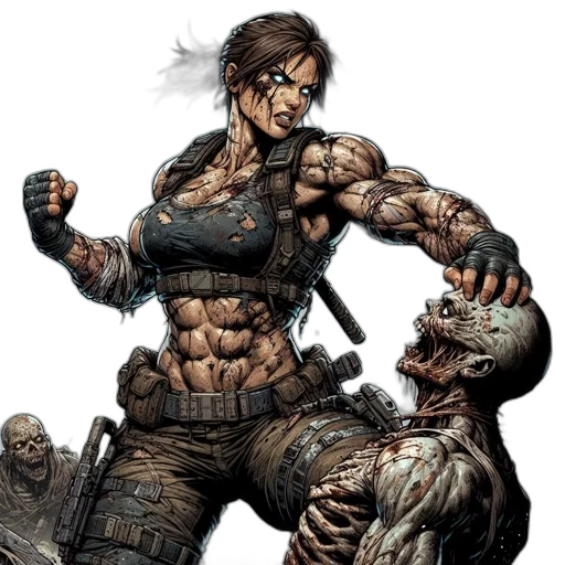 comic book art, concept art, cyberpunk, fierce transparent PNG cut-out