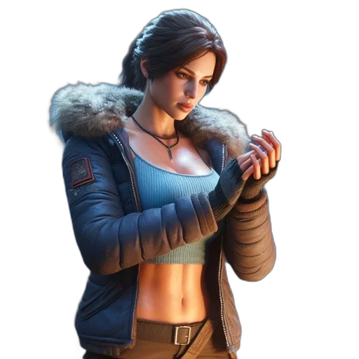 jacket, weapon, face, staff transparent PNG cut-out