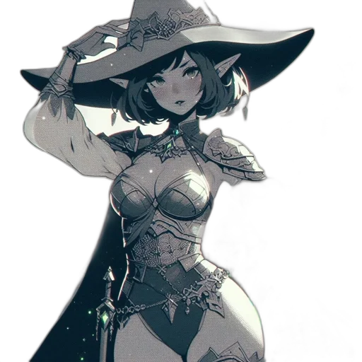dress, hat, staff, robot transparent PNG cut-out