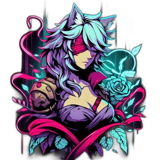 staff, cyberpunk, fantasy art, pixel art transparent PNG cut-out