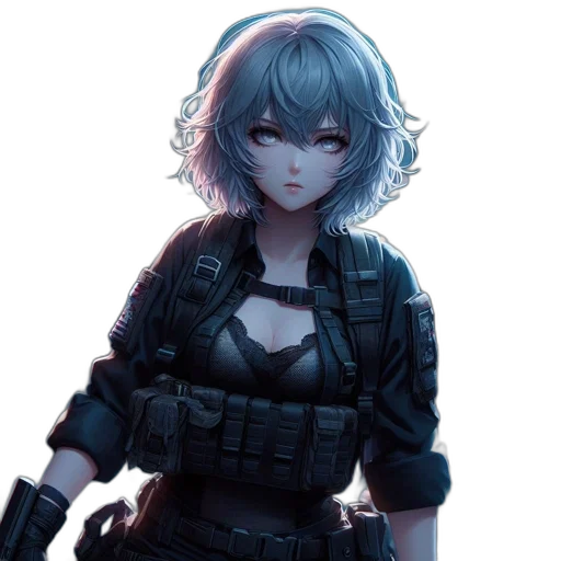 weapon, robot, face, jacket transparent PNG cut-out