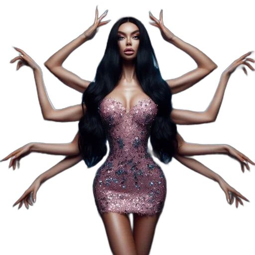 dress, hair, creature, concept art transparent PNG cut-out