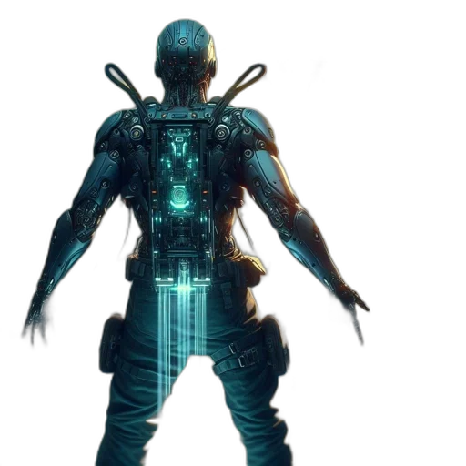 robot, cyberpunk, concept art, pixel art transparent PNG cut-out