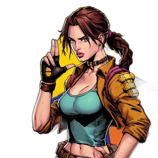 jacket, weapon, staff, comic book art transparent PNG cut-out
