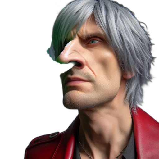face, jacket, hair, 3d render transparent PNG cut-out