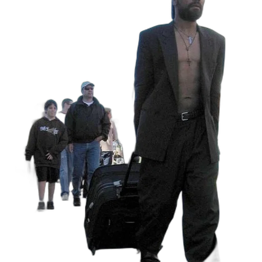 jacket, creature, staff, cyberpunk transparent PNG cut-out
