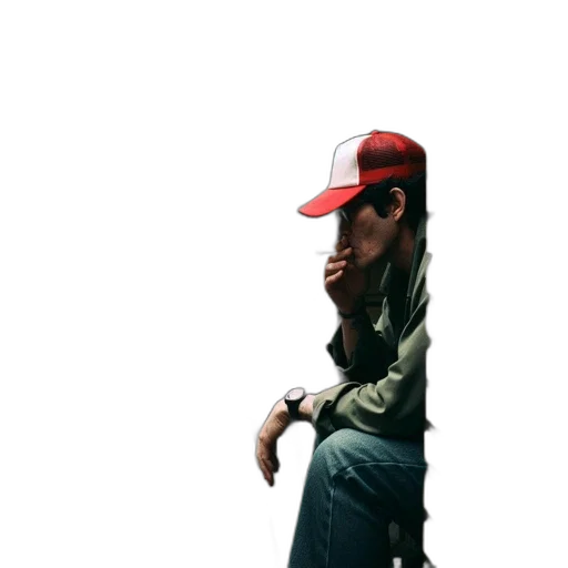 hat, jacket, staff, weapon transparent PNG cut-out