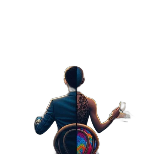 jacket, staff, umbrella, robot transparent PNG cut-out