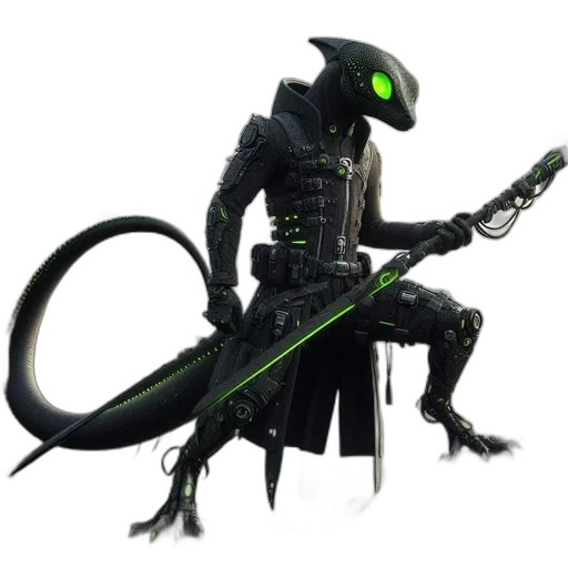 robot, staff, dragon, creature transparent PNG cut-out