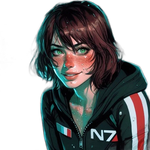 jacket, face, cyberpunk, comic book art transparent PNG cut-out