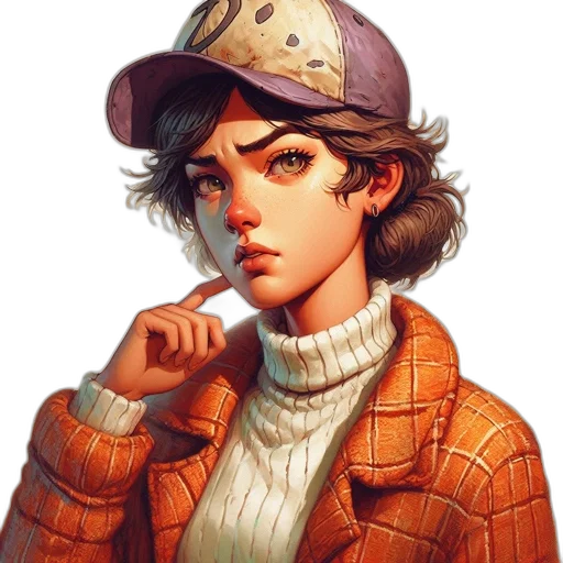 hat, jacket, face, staff transparent PNG cut-out
