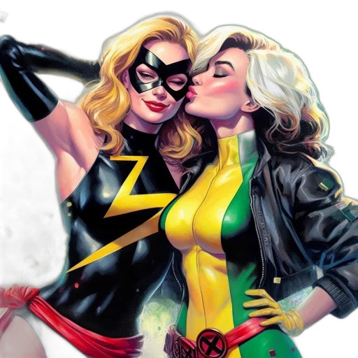 comic book art, concept art, two, female transparent PNG cut-out