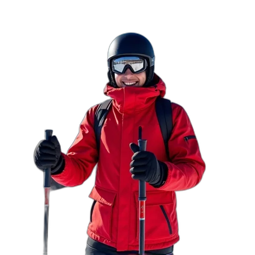 jacket, staff, snow, person transparent PNG cut-out