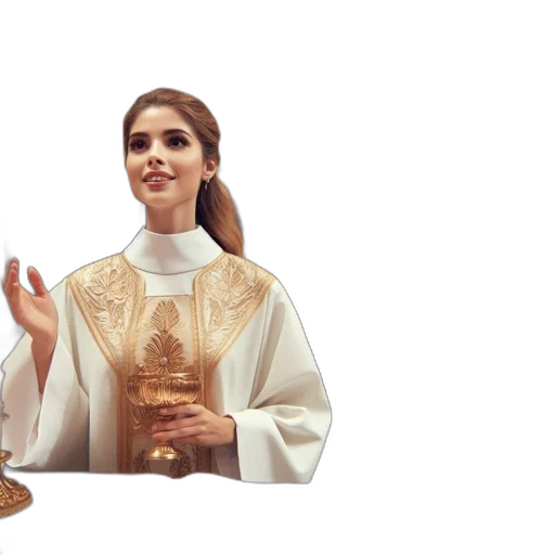 ornate-dressed, woman, church, vestments transparent PNG cut-out