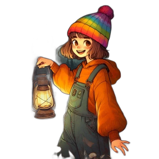 bottle, hat, jacket, staff transparent PNG cut-out