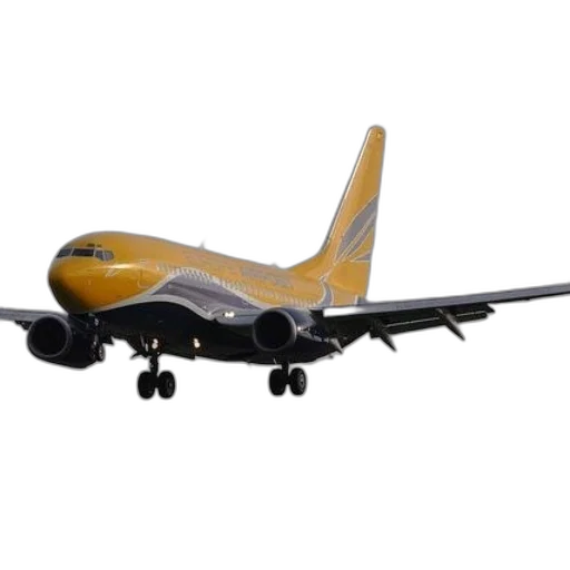 3d render, photorealistic, yellow, airplane transparent PNG cut-out