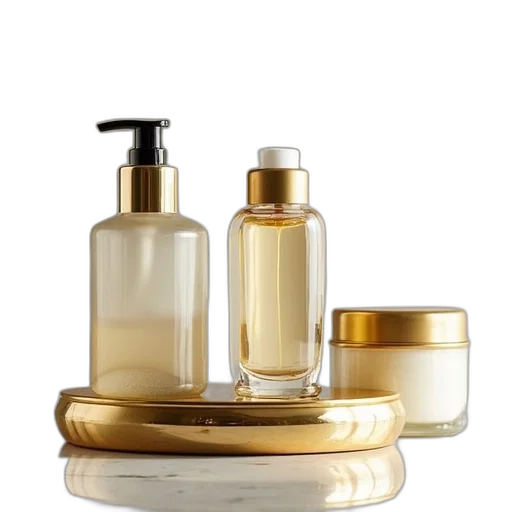 golden, bathroom, set, consisting transparent PNG cut-out