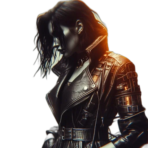 jacket, weapon, concept art, cyberpunk transparent PNG cut-out