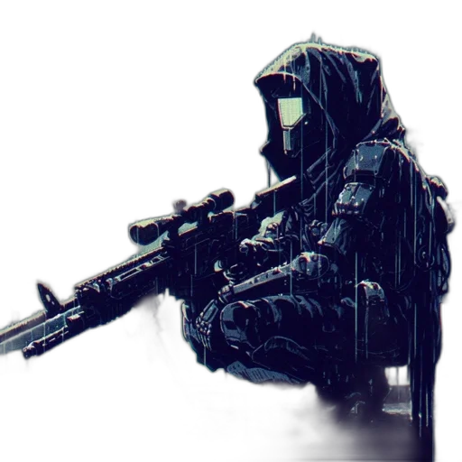 weapon, jacket, robot, mask transparent PNG cut-out