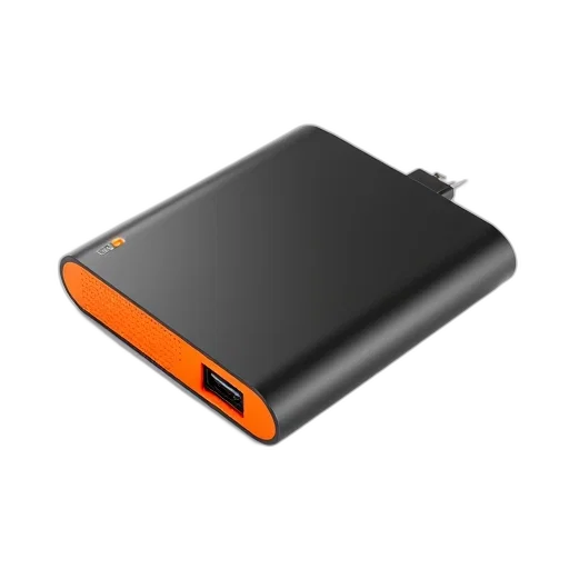 3d render, black, orange, portable transparent PNG cut-out
