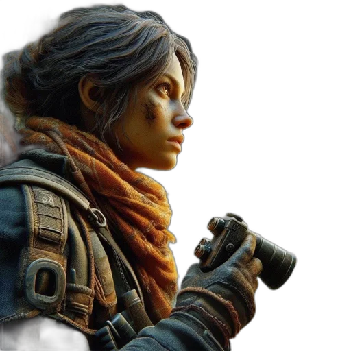 face, weapon, concept art, photorealistic transparent PNG cut-out
