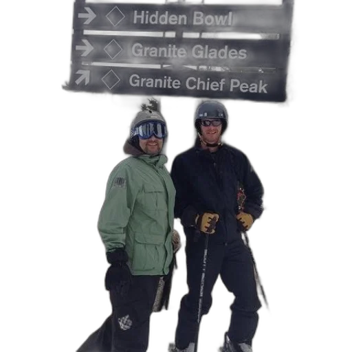 staff, jacket, two, skiers transparent PNG cut-out