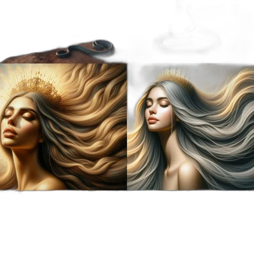 hair, face, photorealistic, oil painting transparent PNG cut-out