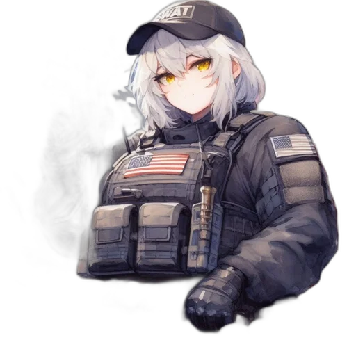 jacket, weapon, staff, face transparent PNG cut-out