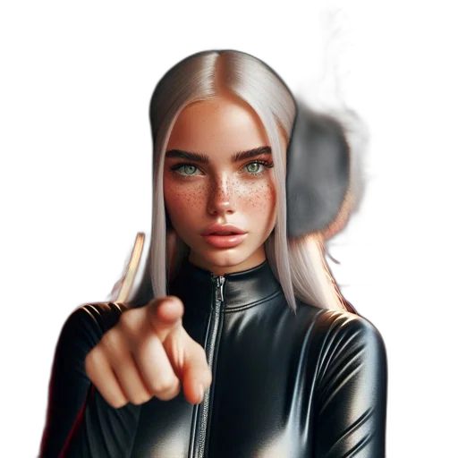 jacket, hair, face, weapon transparent PNG cut-out