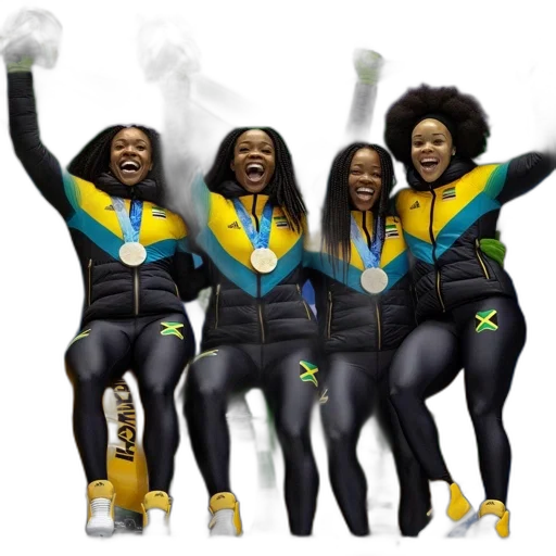concept art, four, jamaican, athletes transparent PNG cut-out