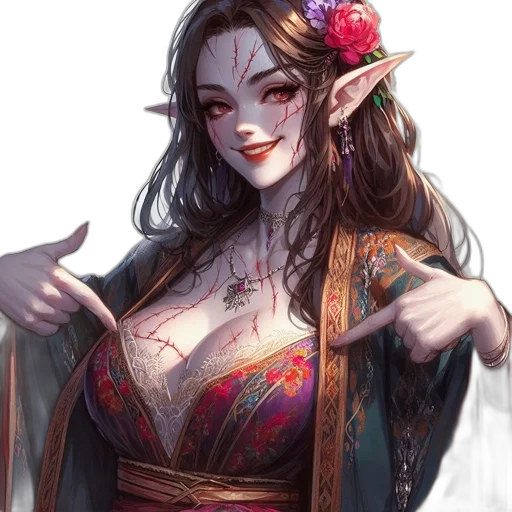 staff, dress, dragon, fantasy art transparent PNG cut-out