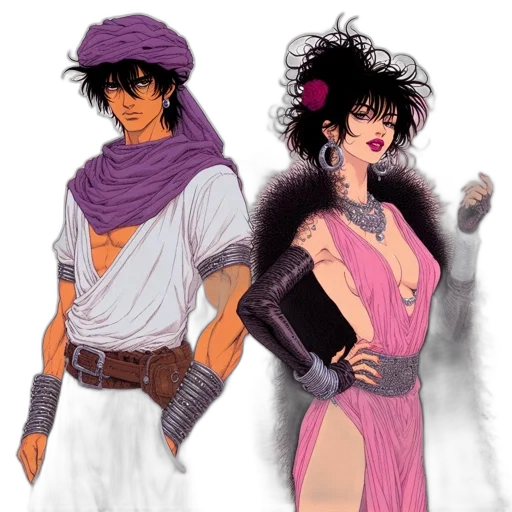 concept art, fantasy art, comic book art, vaporwave transparent PNG cut-out