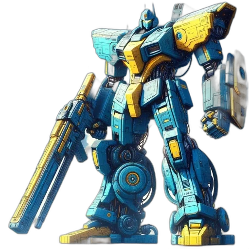 robot, weapon, concept art, 3d render transparent PNG cut-out
