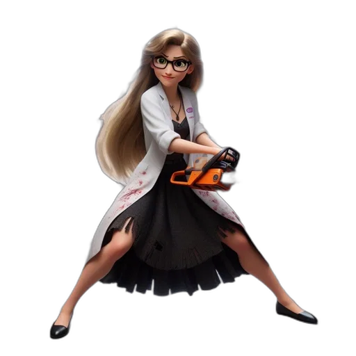 dress, hair, concept art, 3d render transparent PNG cut-out