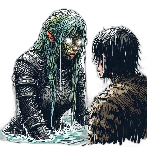 fantasy art, comic book art, concept art, watercolor transparent PNG cut-out