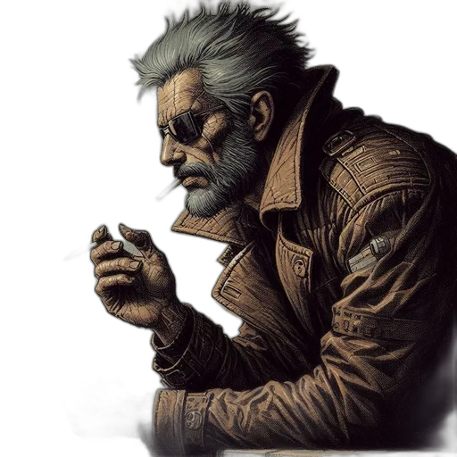 jacket, face, comic book art, concept art transparent PNG cut-out